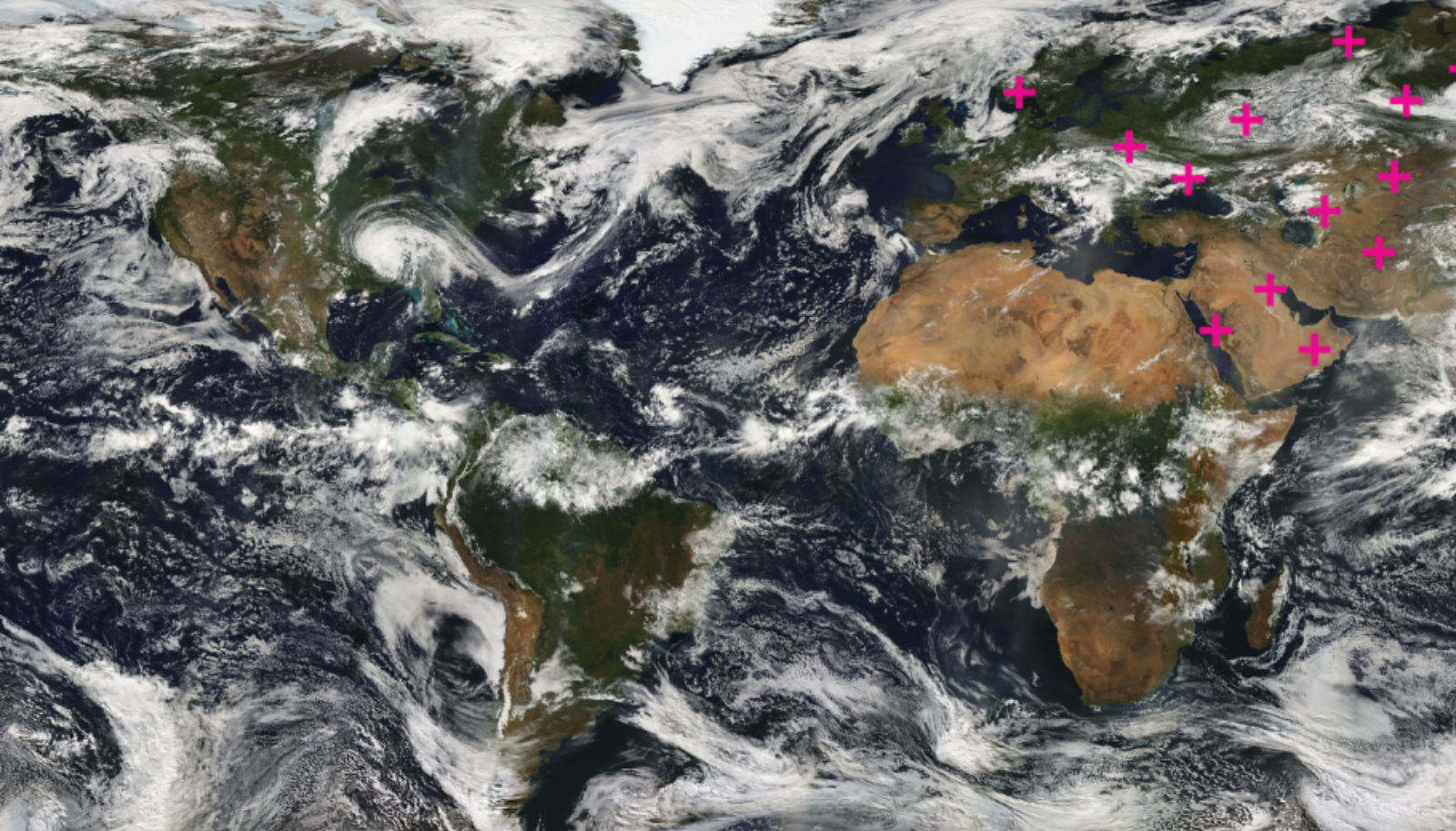 Overview of Earth with weather systems