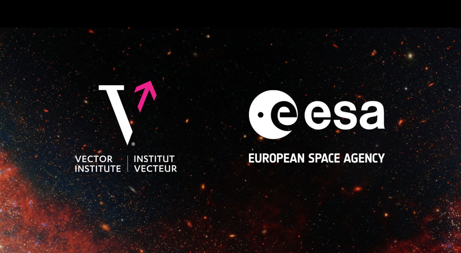 Banner containing the Vector Institute and European Space Agency's logos against a space background.