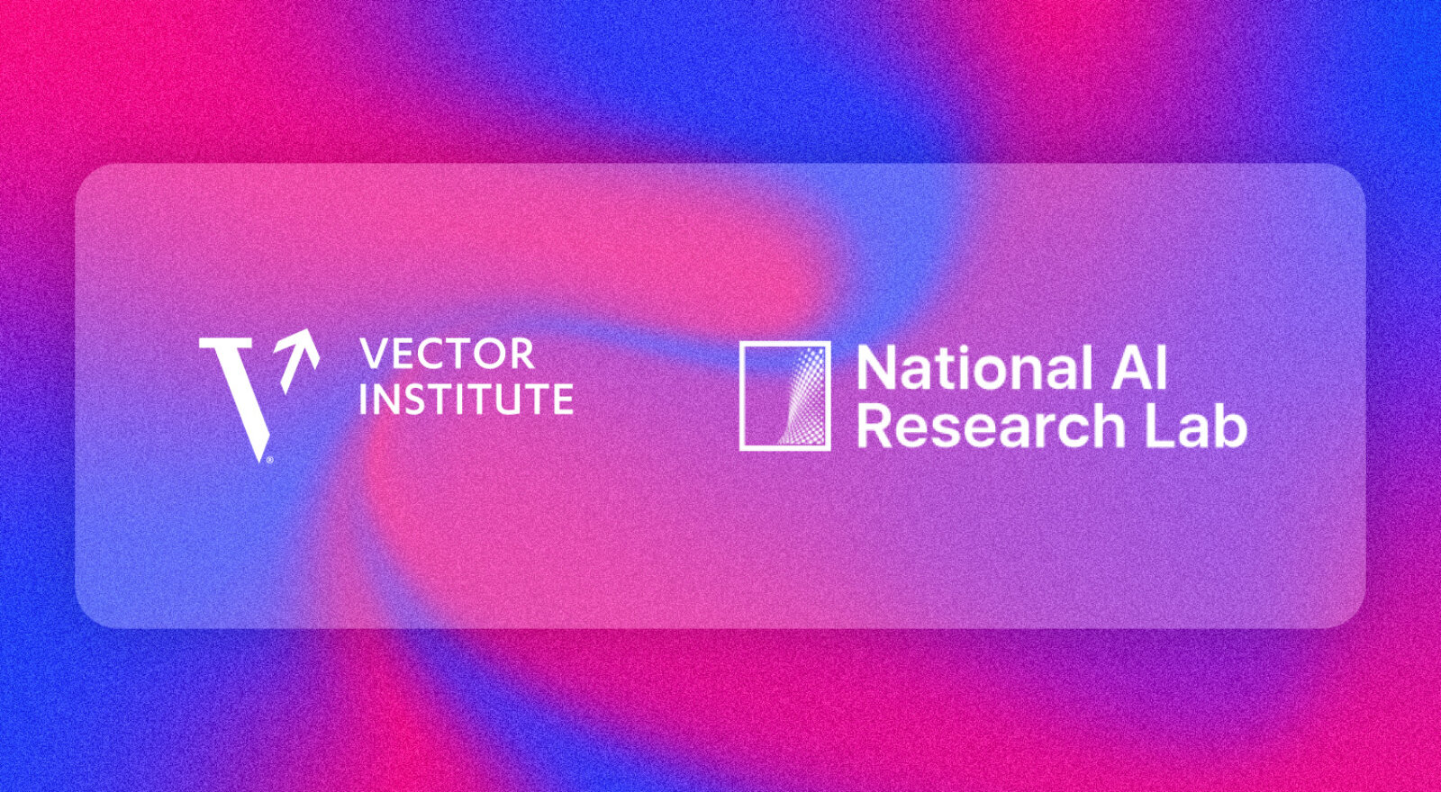 Banner containing the Vector Institute and National AI Research Lab logos against a swirly magenta and cobalt background.